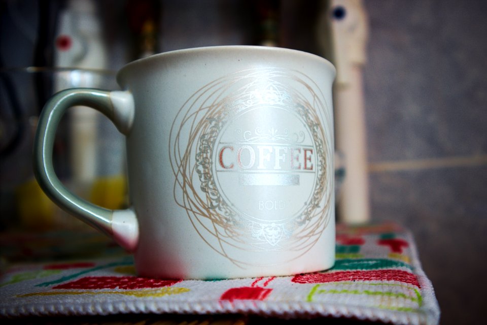 White And Silver Ceramic Mug