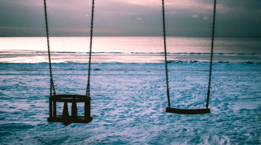 Silhouette Photo Of Two Swings