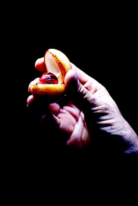 Love potions hands dark background
