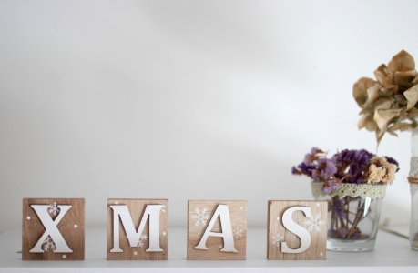 Brown And White Wooden Xmas Letter Table Decor photo