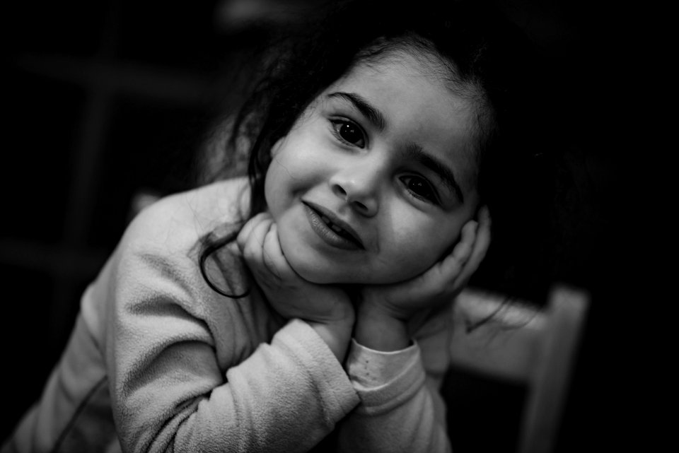 Greyscale Photo Of Girl Wearing White Long-sleeved Shirt