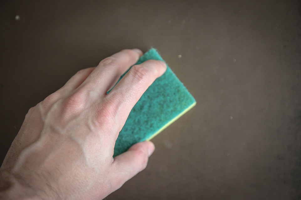 Sponge washcloth the hand
