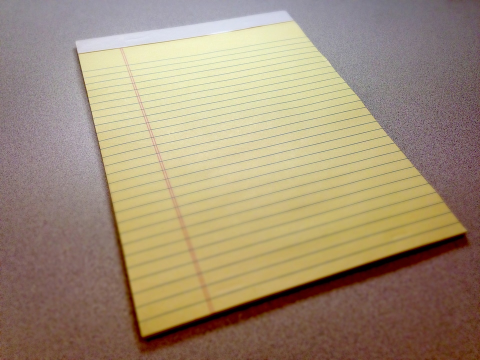 Yellow legal pad notes