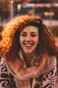 Woman Wearing Brown Scarf photo