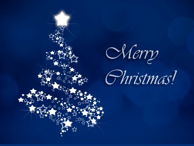 Blue Christmas Tree Text Sky