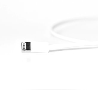 Close-Up Photography Of White IPhone Charger photo