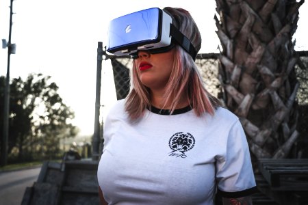 Photography Of A Woman Wearing Virtual Reality Headset photo
