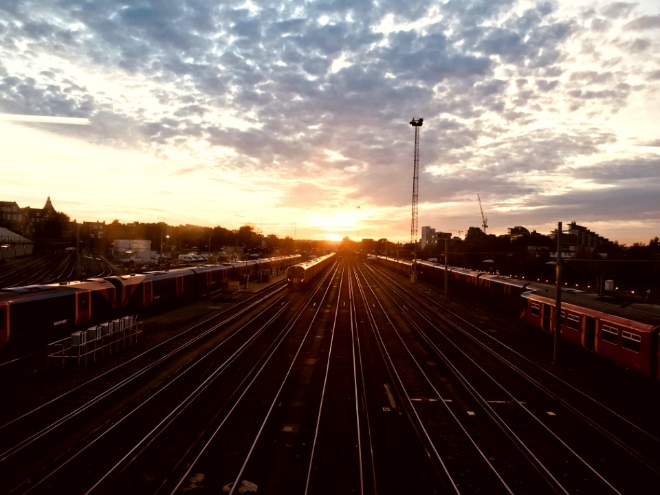 Landscape View Of Railway Station During Sunrise