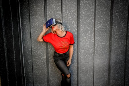 Photo Of Woman Using Vr Headset photo