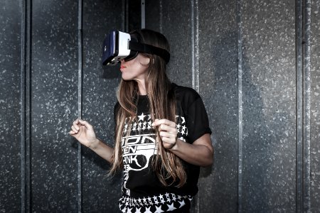 Woman Wearing Virtual Reality Glasses