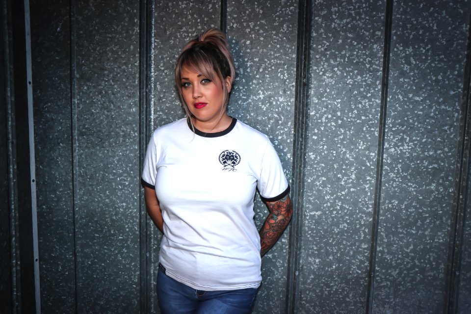 Womens White And Black Ringer Tee