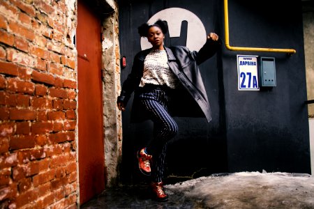 Woman Wearing Black Leather Jacket