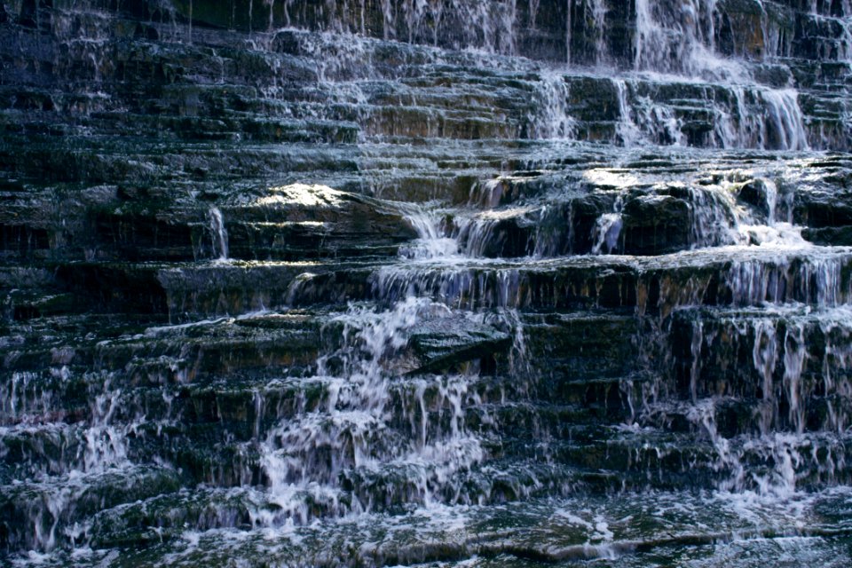 Waterfalls On Gray Rock Formation