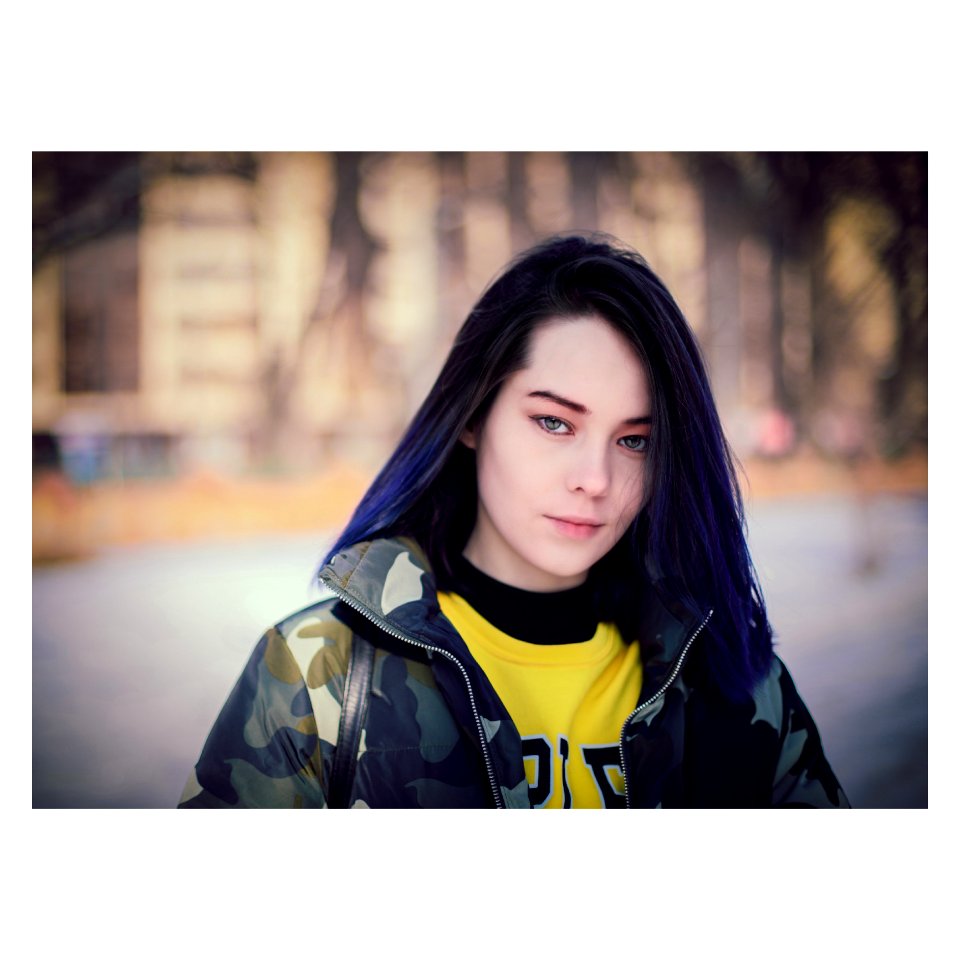 Black Haired Woman In Multicolor Camouflage Jacket