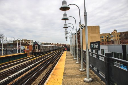 White Post Lamps Near Train Railway photo