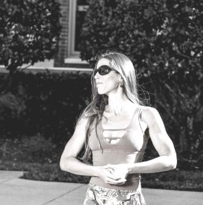 Woman Wearing Caged-neckline Tank Top photo