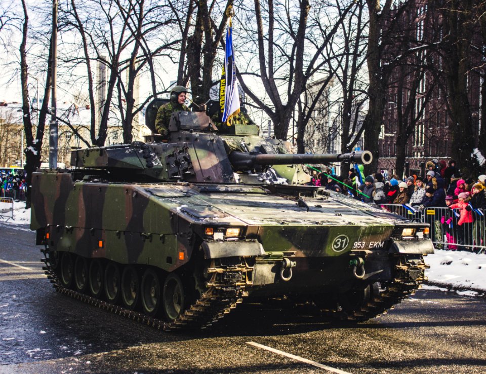 Black And Green Camouflage Military Tank Parade