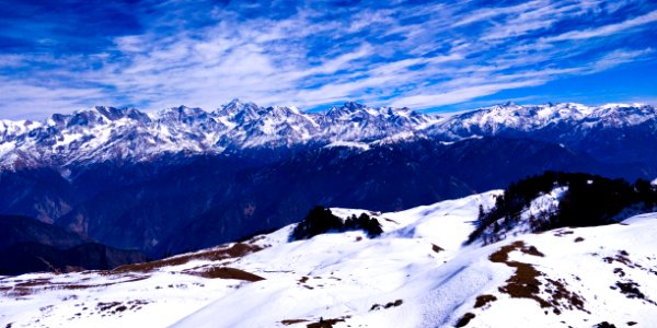 Photo Of Mountains With Snow photo