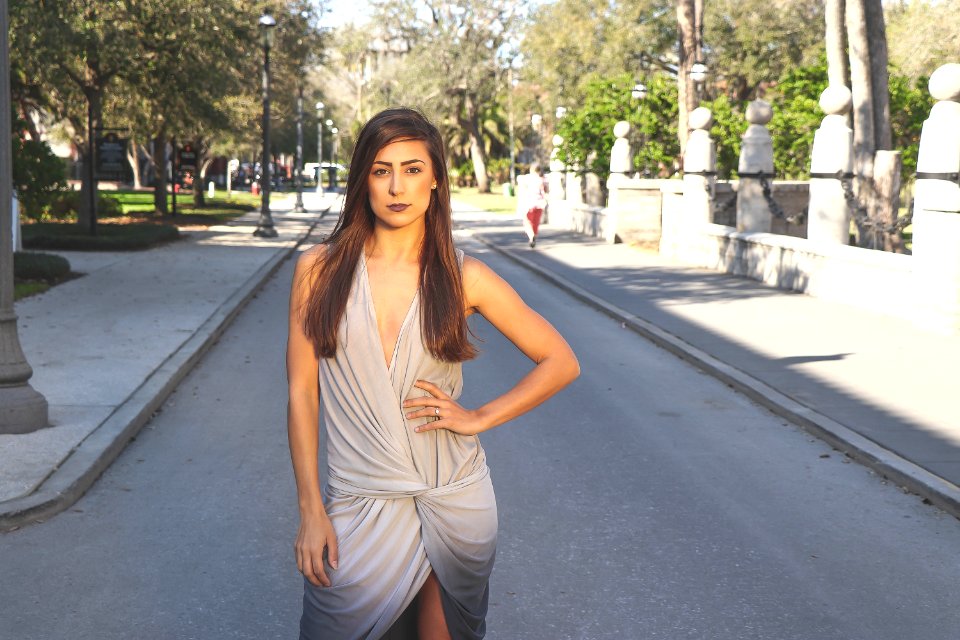 Womens Gray Surplice-neckline Sleeveless Dress