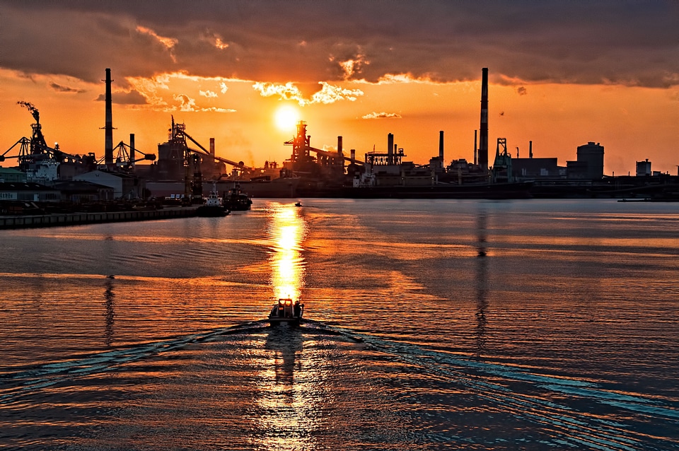 Sunset japan ship