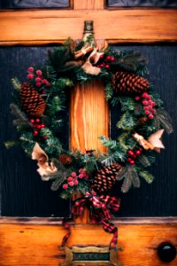 Green And Brown Pine Cone Wreath photo