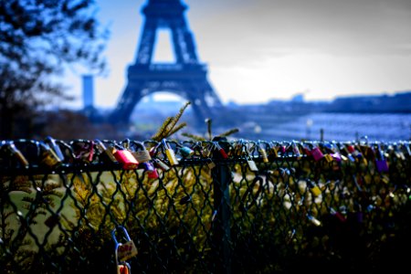 Assorted-color Padlocks Near Eiffel Tower In Paris France
