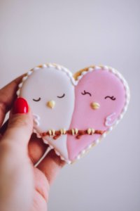 Heart-shaped White And Pink Cookie