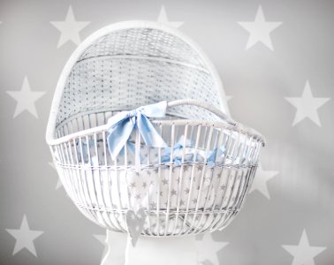 Babys White And Gray Star Printed Bassinet