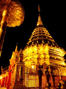 Low Angle View Of Temple At Night photo