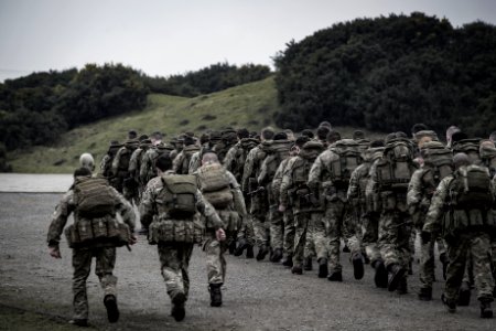 Group Of Soldier Wearing Bags photo