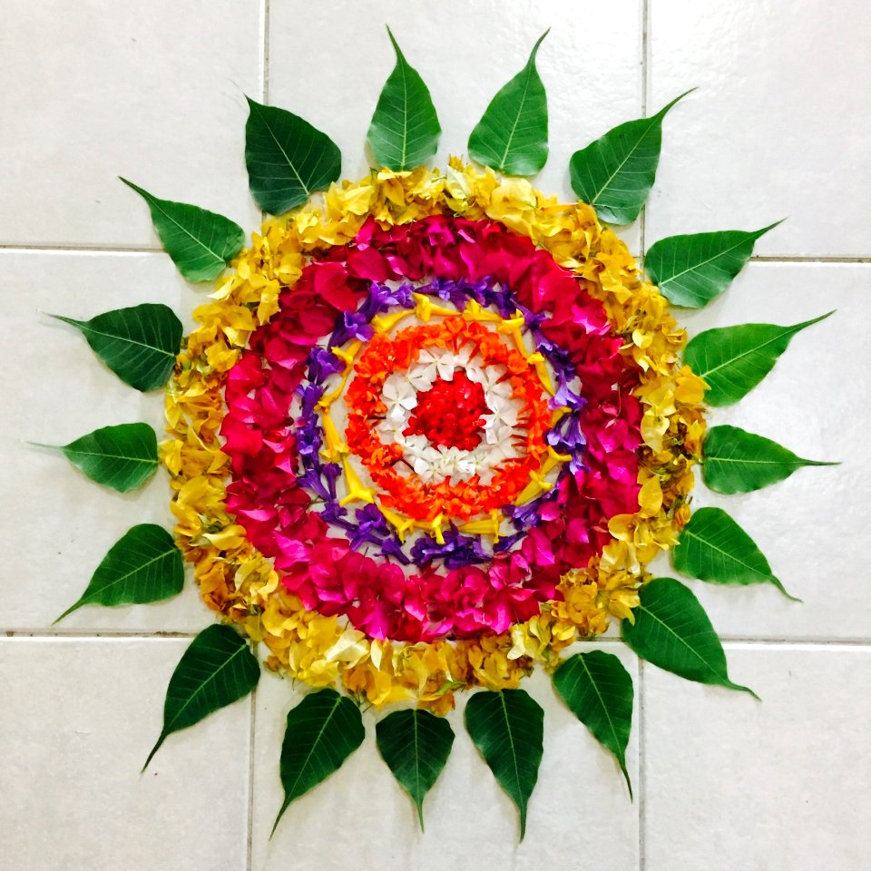 Pink Yellow And Green Leaves And Flowers Art
