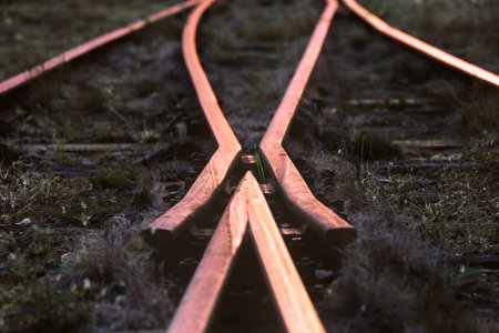 Selective-focus Photography Of Train Rail photo