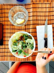 Vegetable Salad On White Bowl Served On Table