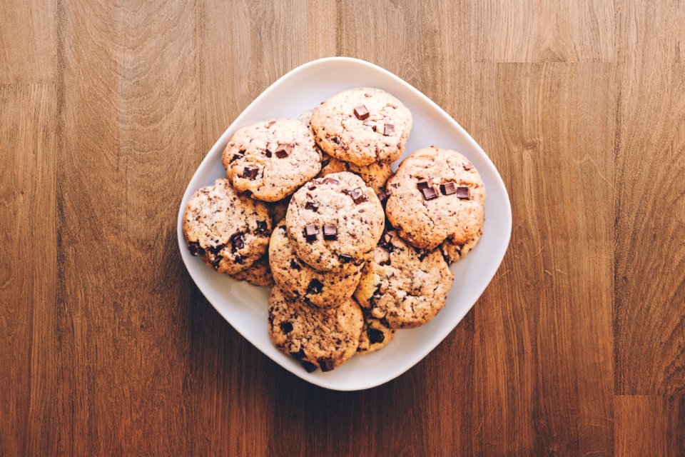 Cookies On Square White Ceramic Plate photo