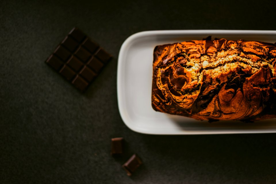 Chocolate Bread On White Ceramic Plate