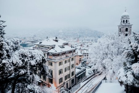 Birds Eye View Of Snowy Town