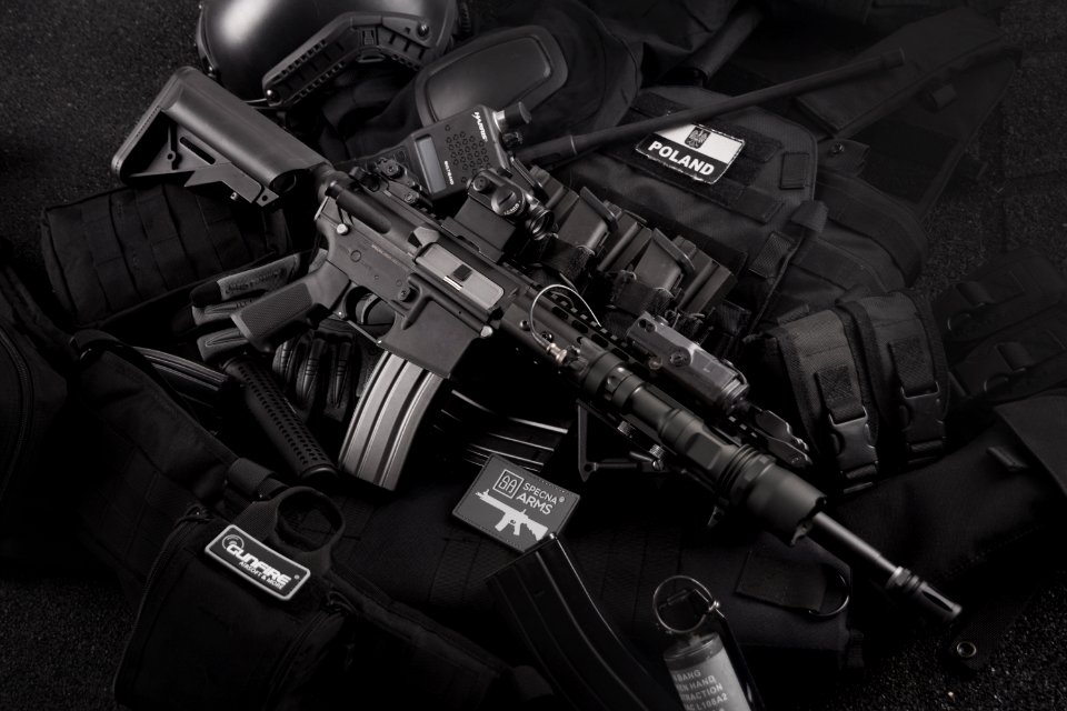 Grayscale Photo Of Black M4a1 On Magazines