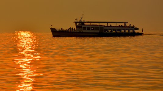 Water Transportation Calm Ferry Sunset