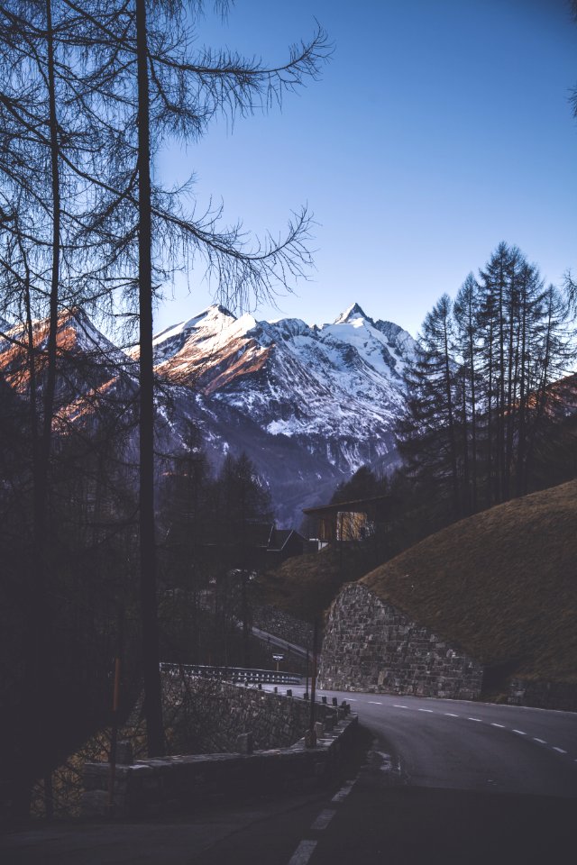 Gray Concrete Road With Trees And Mountain photo