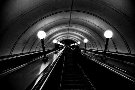 Escalator Black Black And White Infrastructure photo