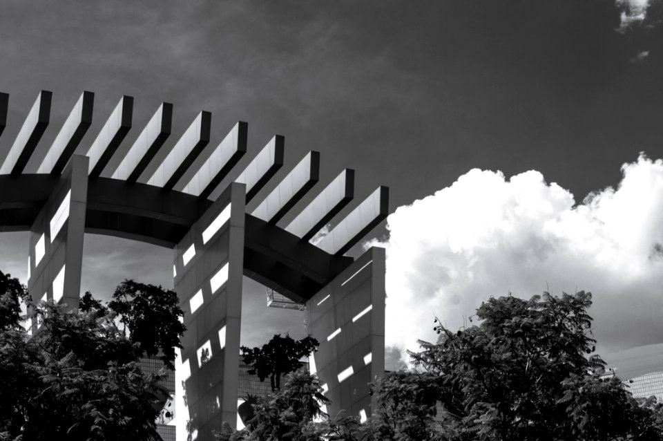 Grayscale Photo Of Garden Gazebo
