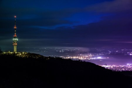 Aerial Of Buildings During Nighttime