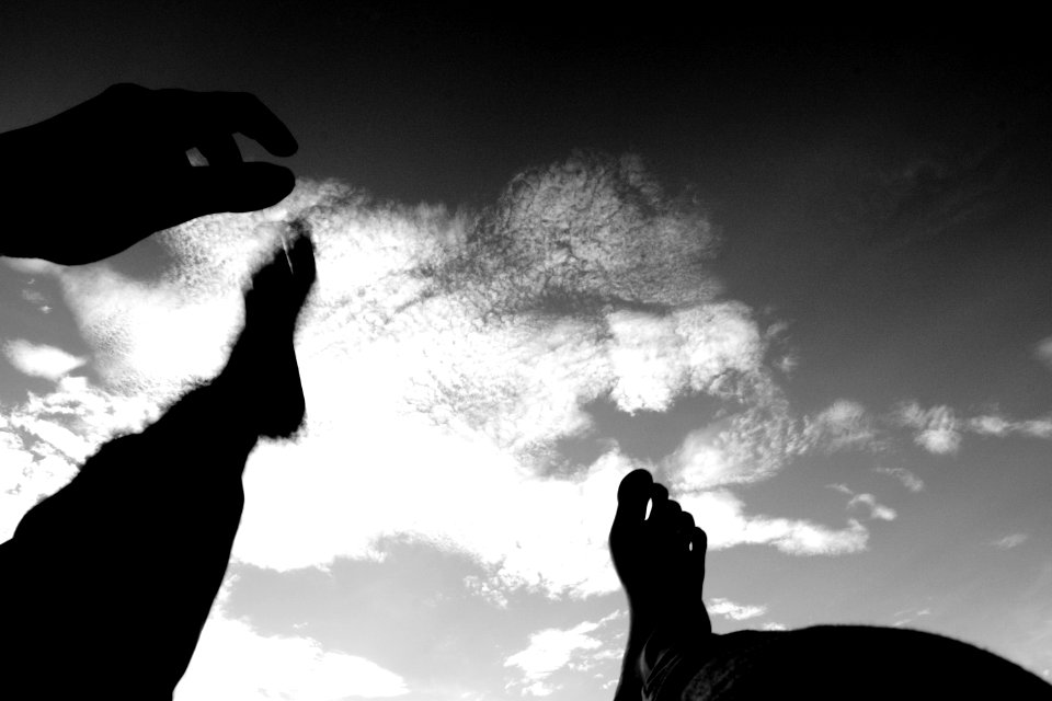 Grayscale Above Photography Of Man Falling Down