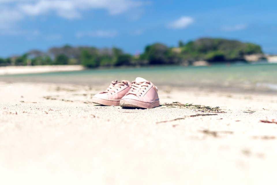 Selective Focus Of Pink Low-top Sneakers photo