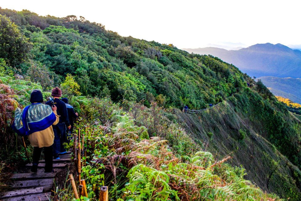 Group Of People Walking Near Cliff