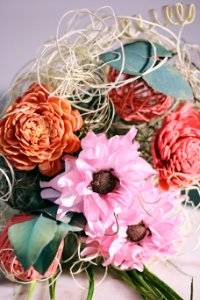 Pink And Red Artificial Flowers Bouquet photo