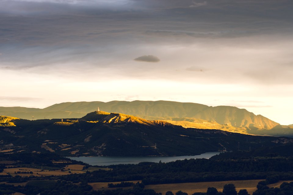 Aerial View Of Mountain And Dark Clouds