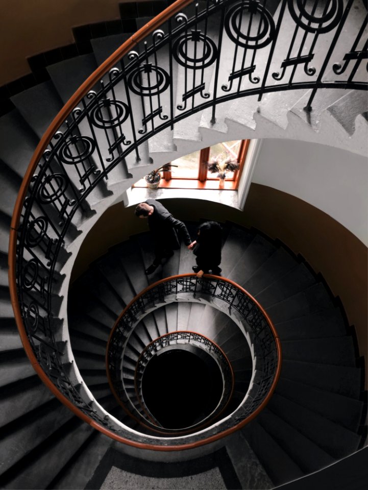 Gray Concrete Spiral Stairs