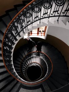 Gray Concrete Spiral Stairs photo