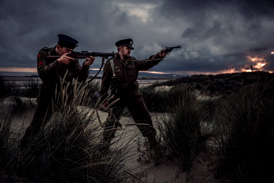 Two Man Holding Rifle And Pistol Illustration
